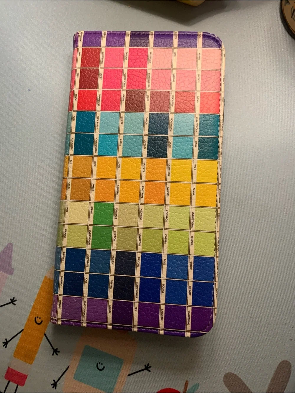 Wallet-Style Rainbow Tile Phone Case with Elastic Closure iPhone XR